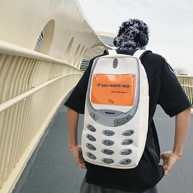 爆ヤス価格1890円★クリエイティブな大容量の面白い携帯電話プリントファッショントレンドカップルバックパック  ホワイト < 男性ファッション  爆ヤス価格1890円★クリエイティブな大容量の面白い携帯電話プリントファッショントレンドカップルバックパック  ホワイト  < 男性ファッションの