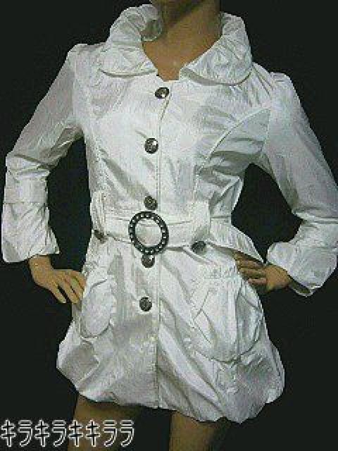 《New》キラキラベルト付★Aライン*バルーントレンチコート<ホワイトM> < 女性ファッション 《New》キラキラベルト付★Aライン*バルーントレンチコート<ホワイトM> < 女性ファッションの