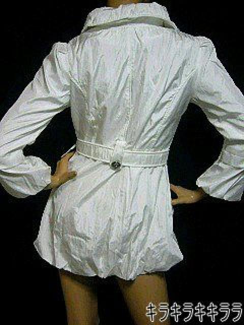 《New》キラキラベルト付★Aライン*バルーントレンチコート<ホワイトM> < 女性ファッション 《New》キラキラベルト付★Aライン*バルーントレンチコート<ホワイトM> < 女性ファッションの