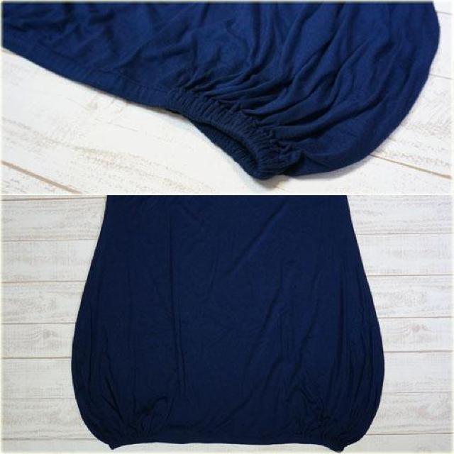 新品 バルーンワンピース ネイビー ドレープ ギャザー < 女性ファッション  新品 バルーンワンピース ネイビー ドレープ ギャザー < 女性ファッションの