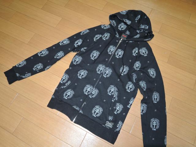 クライミーCRIMIE スウェット ジップパーカー S黒クロス柄ドット < ブランド  クライミーCRIMIE スウェット ジップパーカー S黒クロス柄ドット < ブランドの