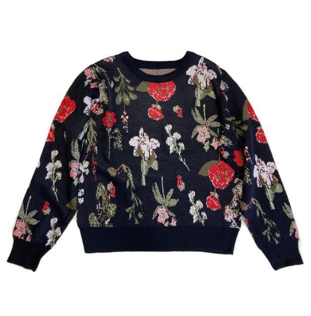 ラナンRanan◎レトロ花柄ジャガードセーター◎(L)美品 < 女性ファッション ラナンRanan◎レトロ花柄ジャガードセーター◎(L)美品 < 女性ファッションの