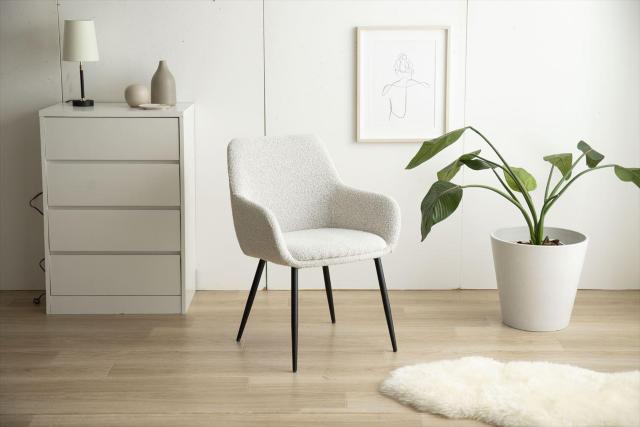 【送料無料】Mousse アームチェア ブークレ素材 高級感 ダイニング < インテリア/ライフ 【送料無料】Mousse アームチェア ブークレ素材 高級感 ダイニング < インテリア/ライフの