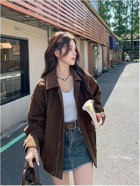 超お買い得2890円★レディースコーデュロイジャケット オーバーサイズHライン リラックスフィット 日本サイズM ブラウン < 女性ファッション 超お買い得2890円★レディースコーデュロイジャケット オーバーサイズHライン リラックスフィット 日本サイズM ブラウン < 女性ファッションの