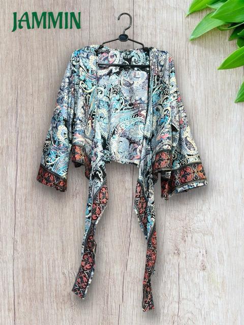 ペーズリー柄フレア袖ボレロ アジアン チョリ ヒッピー 衣装 エスニック < 女性ファッション ペーズリー柄フレア袖ボレロ アジアン チョリ ヒッピー 衣装 エスニック < 女性ファッションの