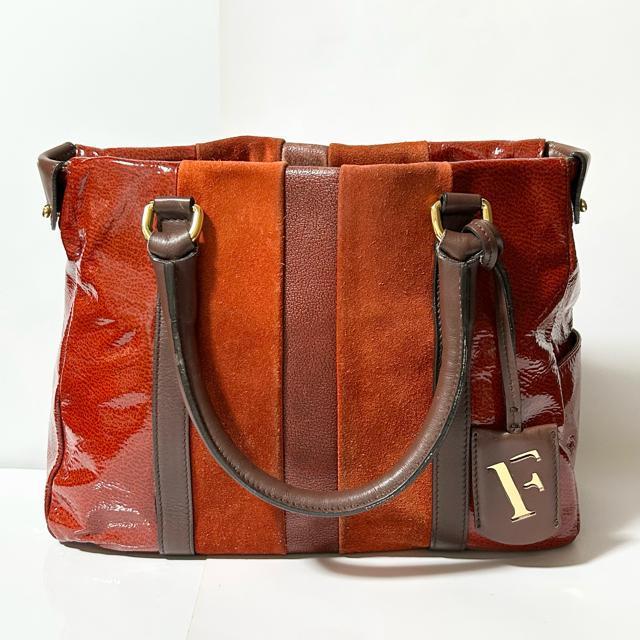 FURLA フルラ ハンドバッグ レッド エナメル スエード レザー レディース 普段使い < ブランド FURLA フルラ ハンドバッグ レッド エナメル スエード レザー レディース 普段使い < ブランドの