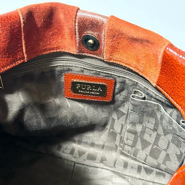 FURLA フルラ ハンドバッグ レッド エナメル スエード レザー レディース 普段使い < ブランド FURLA フルラ ハンドバッグ レッド エナメル スエード レザー レディース 普段使い < ブランドの