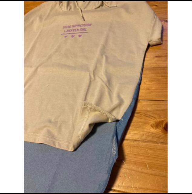 ビッグシルエット切替パーカーTシャツ140 < キッズ/ベビー  ビッグシルエット切替パーカーTシャツ140 < キッズ/ベビーの