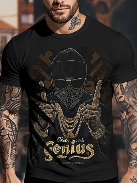 超お買い得890円★メンズTシャツ ゴールデンチェーン&マスクデザイン付きUSAサイズM(日本サイズXL相当)黒 < 男性ファッション  超お買い得890円★メンズTシャツ ゴールデンチェーン&マスクデザイン付きUSAサイズM(日本サイズXL相当)黒  < 男性ファッションの