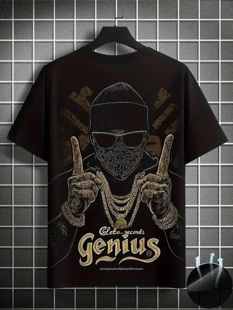 超お買い得890円★メンズTシャツ ゴールデンチェーン&マスクデザイン付きUSAサイズM(日本サイズXL相当)黒 < 男性ファッション  超お買い得890円★メンズTシャツ ゴールデンチェーン&マスクデザイン付きUSAサイズM(日本サイズXL相当)黒 < 男性ファッションの