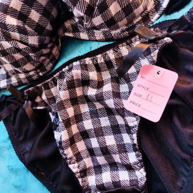 エロカワッ。。F85×LL。。チェック柄ニット小悪魔ブラジャー&ショーツセット。。グラマー大きいサイズ 。。 < 女性ファッション  エロカワッ。。F85×LL。。チェック柄ニット小悪魔ブラジャー&ショーツセット。。グラマー大きいサイズ 。。 < 女性ファッションの