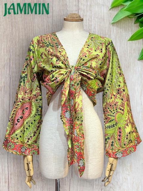 ペーズリー植物柄フレア袖ボレロ チョリ アジアン エスニック 衣装 < 女性ファッション ペーズリー植物柄フレア袖ボレロ チョリ アジアン エスニック 衣装 < 女性ファッションの