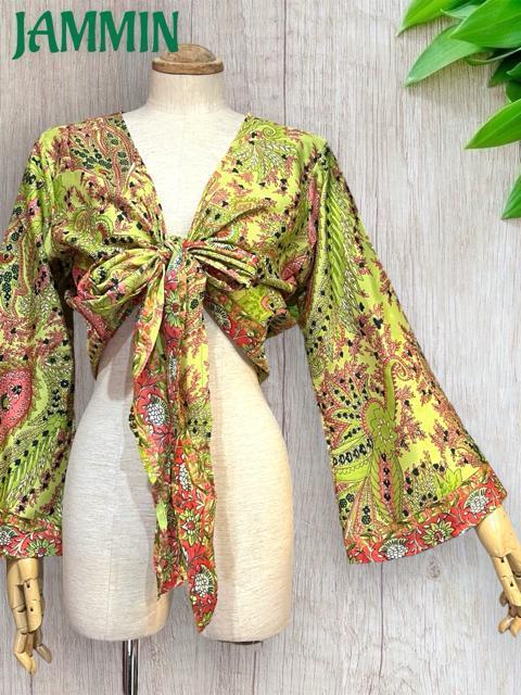 ペーズリー植物柄フレア袖ボレロ チョリ アジアン エスニック 衣装 < 女性ファッション ペーズリー植物柄フレア袖ボレロ チョリ アジアン エスニック 衣装 < 女性ファッションの