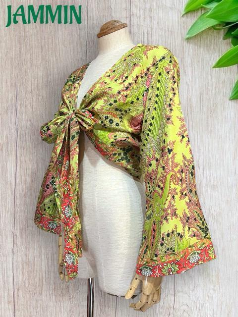 ペーズリー植物柄フレア袖ボレロ チョリ アジアン エスニック 衣装 < 女性ファッション ペーズリー植物柄フレア袖ボレロ チョリ アジアン エスニック 衣装 < 女性ファッションの