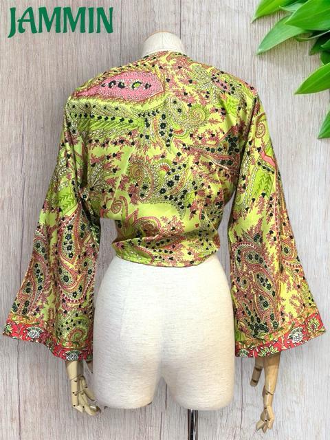 ペーズリー植物柄フレア袖ボレロ チョリ アジアン エスニック 衣装 < 女性ファッション ペーズリー植物柄フレア袖ボレロ チョリ アジアン エスニック 衣装 < 女性ファッションの