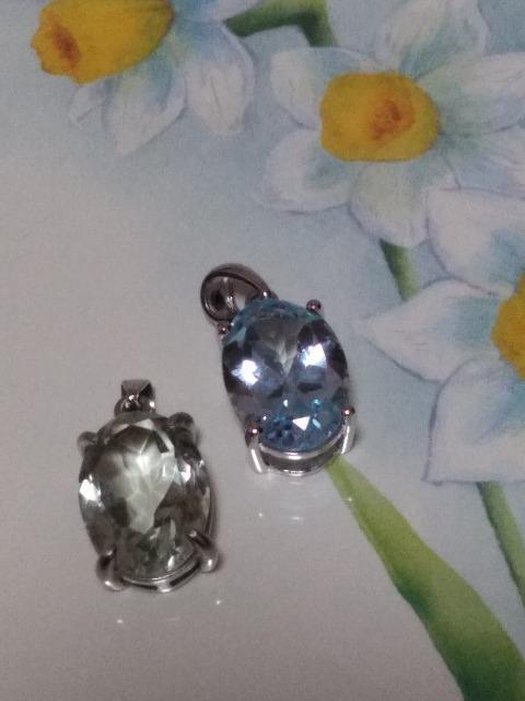 宝石質天然石ペンダントトップ★セット売り ブルトパ&グリーンアメジスト < 女性アクセサリー/時計 宝石質天然石ペンダントトップ★セット売り ブルトパ&グリーンアメジスト < 女性アクセサリー/時計の