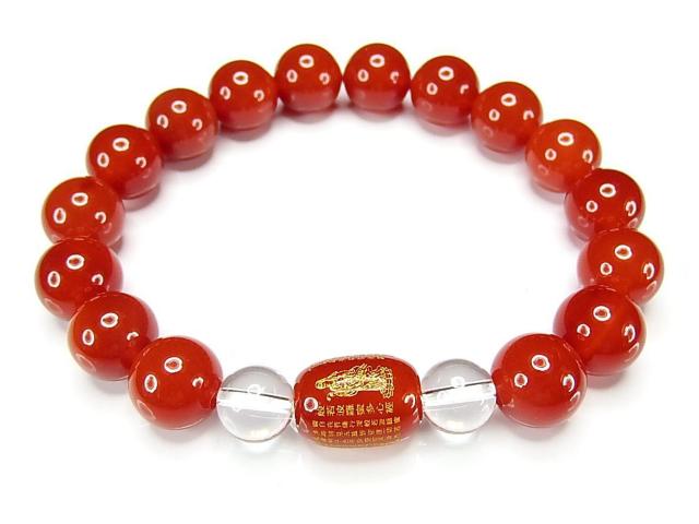 般若心経カーネリアンタンプル水晶10mm天然石ブレスレット < 女性アクセサリー/時計  般若心経カーネリアンタンプル水晶10mm天然石ブレスレット  < 女性アクセサリー/時計の