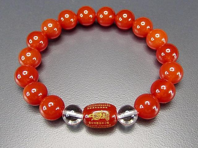 般若心経カーネリアンタンプル水晶10mm天然石ブレスレット < 女性アクセサリー/時計  般若心経カーネリアンタンプル水晶10mm天然石ブレスレット < 女性アクセサリー/時計の