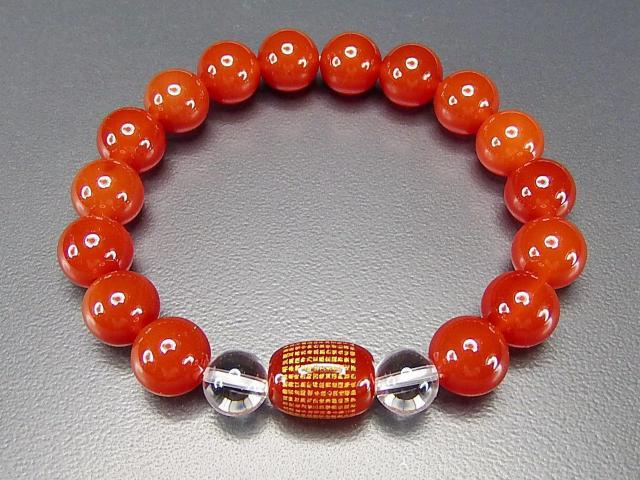 般若心経カーネリアンタンプル水晶10mm天然石ブレスレット < 女性アクセサリー/時計  般若心経カーネリアンタンプル水晶10mm天然石ブレスレット < 女性アクセサリー/時計の