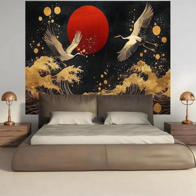 爆ヤス価格1190円★ゴールデンクラインズとサンムーン日本風ウォールテープストリー、ポリエステル多目的バナー105×150cm < インテリア/ライフ 爆ヤス価格1190円★ゴールデンクラインズとサンムーン日本風ウォールテープストリー、ポリエステル多目的バナー105×150cm < インテリア/ライフの