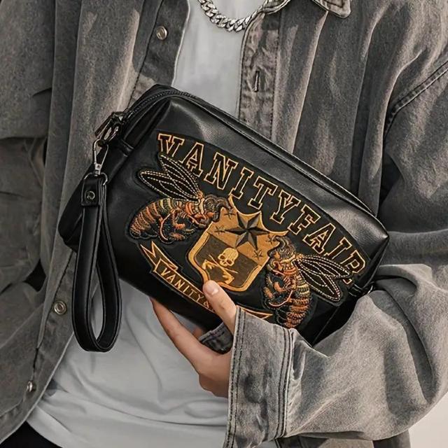 爆ヤス価格2290円★メンズ刺繍入りのPUクラッチバッグ、トレンディなショルダーバッグ、シンプルで軽量なクロスボディバッグ < 男性ファッション  爆ヤス価格2290円★メンズ刺繍入りのPUクラッチバッグ、トレンディなショルダーバッグ、シンプルで軽量なクロスボディバッグ  < 男性ファッションの