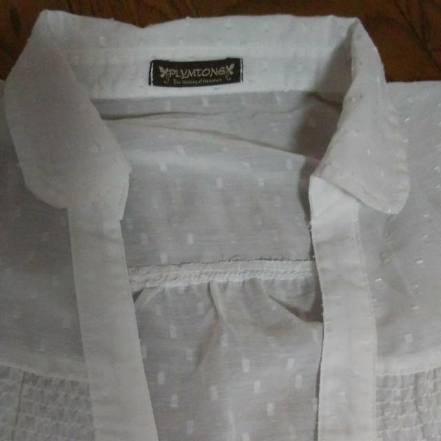 PLAYMTONE 白 ブラウス 半袖 美品 < 女性ファッション  PLAYMTONE 白 ブラウス 半袖 美品 < 女性ファッションの
