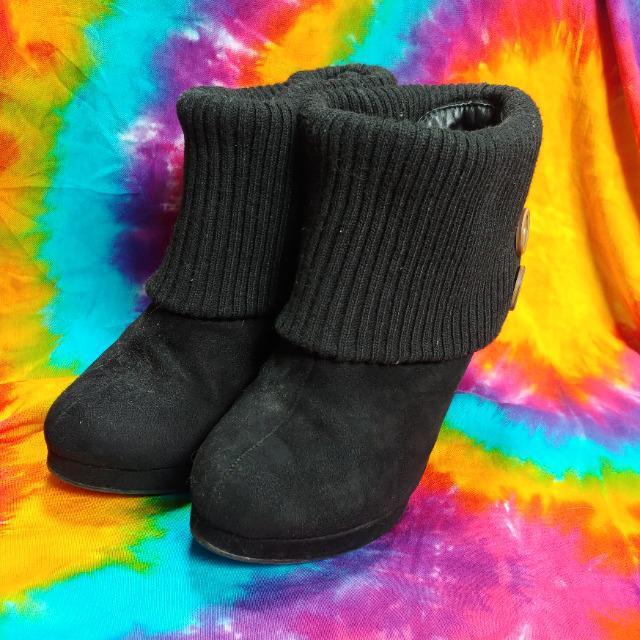 激カワッ(*/∀\*)美脚&脚長効果抜群ッ♪リブ折り返しショートブーツ□ブーティ□ < 女性ファッション  激カワッ(*/∀\*)美脚&脚長効果抜群ッ♪リブ折り返しショートブーツ□ブーティ□ < 女性ファッションの