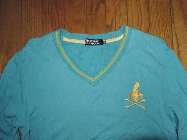 HYSTERIC GLAMOUR ヒステリックグラマー V字 スウェット調 カットソー M ガール 刺繍 ステッチ < ブランド  HYSTERIC GLAMOUR ヒステリックグラマー V字 スウェット調 カットソー M ガール 刺繍 ステッチ < ブランドの