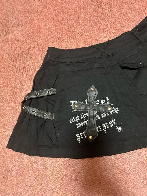 BODYLINE ロックスタイル スカルプリント レザークロスベルト装飾 パンク y2k ミニスカート < ブランド  BODYLINE ロックスタイル スカルプリント レザークロスベルト装飾 パンク y2k ミニスカート < ブランドの