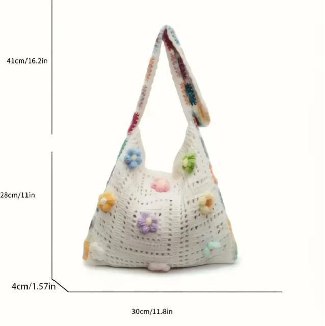 花モチーフのかぎ針編みショルダーバッグ クロシェ < 女性ファッション 花モチーフのかぎ針編みショルダーバッグ クロシェ < 女性ファッションの