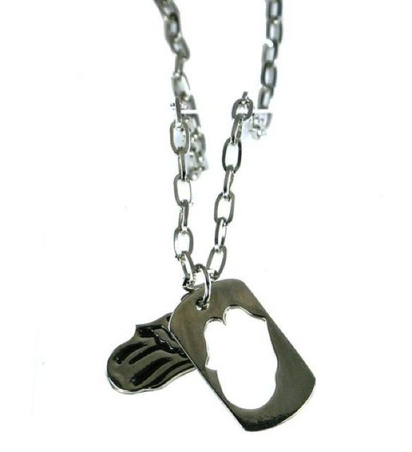 ブラック舌リッププレートネックレス ペンダント トップ チェーン モチーフ かっこいい ヒップホップ パンク ストリート マウス < 男性アクセサリー/時計  ブラック舌リッププレートネックレス ペンダント トップ チェーン モチーフ かっこいい ヒップホップ パンク ストリート マウス < 男性アクセサリー/時計の