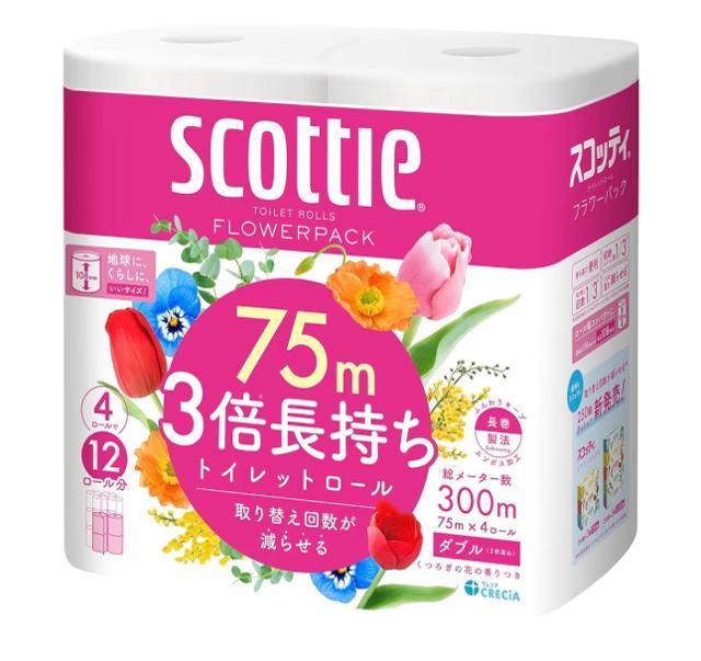 スコッティ フラワーパック 3倍長持ちトイレットダブル 75m×4ロール×12個 | トイレットペーパー まとめ買い < インテリア/ライフ スコッティ フラワーパック 3倍長持ちトイレットダブル 75m×4ロール×12個 | トイレットペーパー まとめ買い < インテリア/ライフの