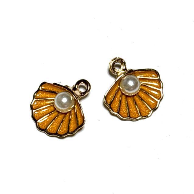 1665 金色ベースの貝殻 黄色 2個 金属パーツ アクセサリーチャーム ハンドメイド材料 プリント樹脂 < ペット/手芸/園芸 1665 金色ベースの貝殻 黄色 2個 金属パーツ アクセサリーチャーム ハンドメイド材料 プリント樹脂 < ペット/手芸/園芸の