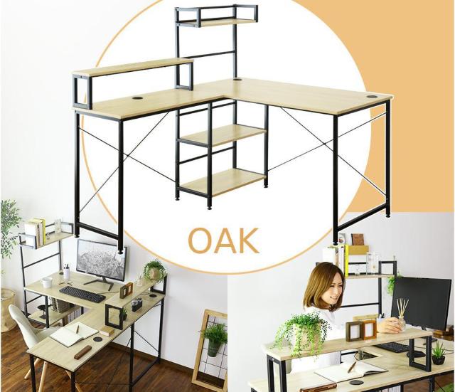 オフィスデスク 幅140 l字 机 ゲーミングデスク オーク < インテリア/ライフ オフィスデスク 幅140 l字 机 ゲーミングデスク オーク < インテリア/ライフの