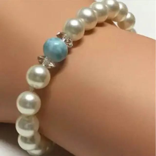 世界三大ヒーリングストーン/超美しいラリマーと貝パール ブレスレット 管理番号No31 < 女性アクセサリー/時計 世界三大ヒーリングストーン/超美しいラリマーと貝パール ブレスレット 管理番号No31 < 女性アクセサリー/時計の