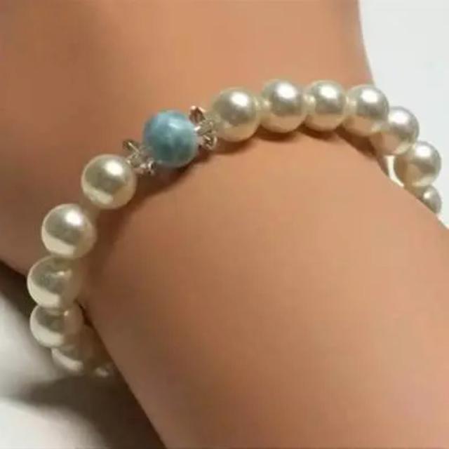 世界三大ヒーリングストーン/超美しいラリマーと貝パール ブレスレット 管理番号No31 < 女性アクセサリー/時計 世界三大ヒーリングストーン/超美しいラリマーと貝パール ブレスレット 管理番号No31 < 女性アクセサリー/時計の