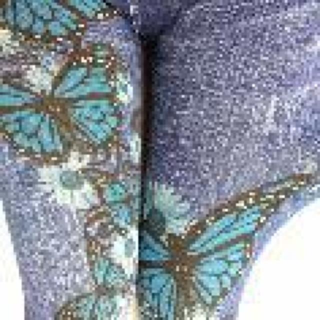 送料無料 レディース 7分丈 夏レギンス 蝶と花柄 デニム風 レギンス パンツ < 女性ファッション  送料無料 レディース 7分丈 夏レギンス 蝶と花柄 デニム風 レギンス パンツ < 女性ファッションの