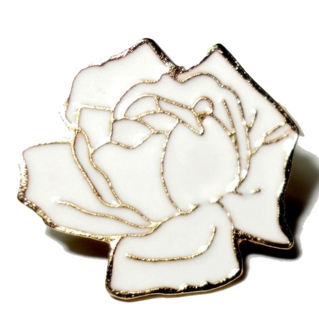 白薔薇 バラ ばら ホワイトローズ エナメル ピンバッジ バッジ ピンズ ピンブローチ ブローチ ラペルピン < 女性アクセサリー/時計  白薔薇 バラ ばら ホワイトローズ エナメル ピンバッジ バッジ ピンズ ピンブローチ ブローチ ラペルピン < 女性アクセサリー/時計の