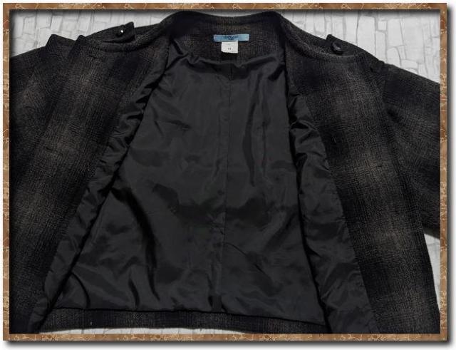 ツノダパリ チェック半袖コートジャケット グレー系 < 女性ファッション  ツノダパリ チェック半袖コートジャケット グレー系 < 女性ファッションの