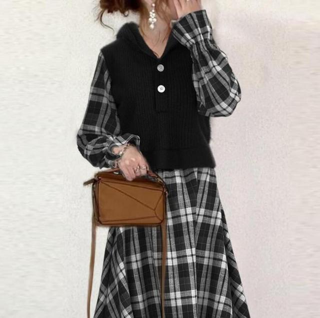 〜3L*重ね着風ネルシャツチェック柄ヘムラインパーカーワンヒ < 女性ファッション  〜3L*重ね着風ネルシャツチェック柄ヘムラインパーカーワンヒ < 女性ファッションの