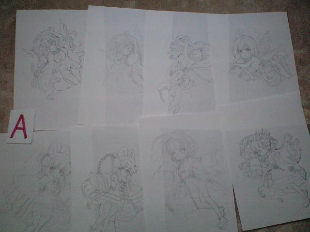 □□図版・紙類□□【オリジナル】(A)鉛筆画(等身低め/ラフと下絵7組、下絵のみ4枚)全18枚【自作イラスト】 < アニメ/コミック/キャラクター  □□図版・紙類□□【オリジナル】(A)鉛筆画(等身低め/ラフと下絵7組、下絵のみ4枚)全18枚【自作イラスト】 < アニメ/コミック/キャラクターの