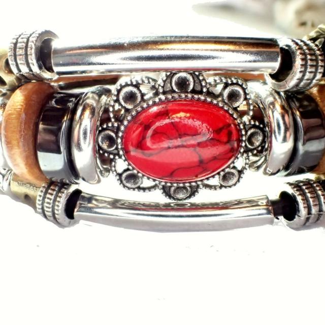 三連 赤色 天然石 レッド レザーブレスレット ブレスレット ブレス インディアン 茶色 < 男性アクセサリー/時計 三連 赤色 天然石 レッド レザーブレスレット ブレスレット ブレス インディアン 茶色 < 男性アクセサリー/時計の