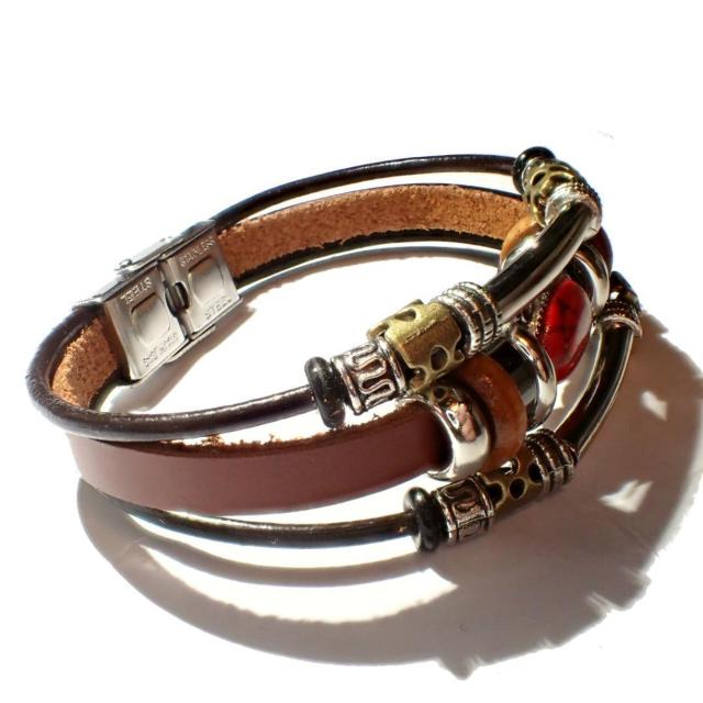 三連 赤色 天然石 レッド レザーブレスレット ブレスレット ブレス インディアン 茶色 < 男性アクセサリー/時計 三連 赤色 天然石 レッド レザーブレスレット ブレスレット ブレス インディアン 茶色 < 男性アクセサリー/時計の