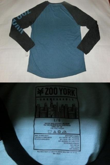 アメカジ【ZOOYORK】腕部分ロゴプリント ロングT US Lサイズ < 男性ファッション  アメカジ【ZOOYORK】腕部分ロゴプリント ロングT US Lサイズ < 男性ファッションの