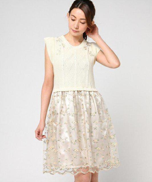 新品☆アクシーズ*レースドッキングニットワンピ < ブランド  新品☆アクシーズ*レースドッキングニットワンピ  < ブランドの