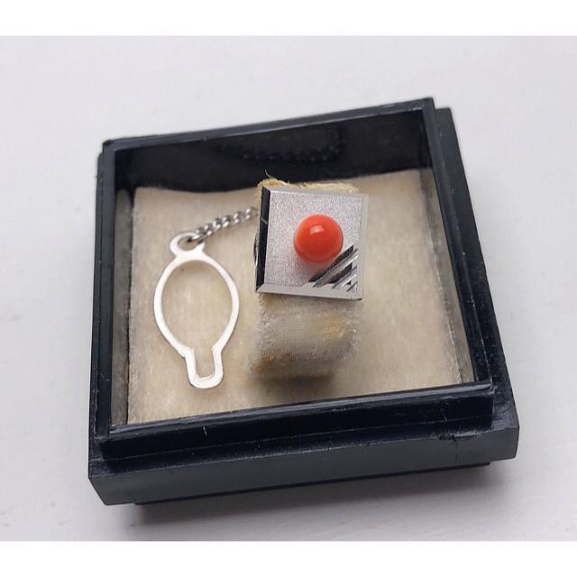 B046 美品★ 本珊瑚 サンゴ タイピン タイタック < 男性アクセサリー/時計  B046 美品★ 本珊瑚 サンゴ タイピン タイタック  < 男性アクセサリー/時計の