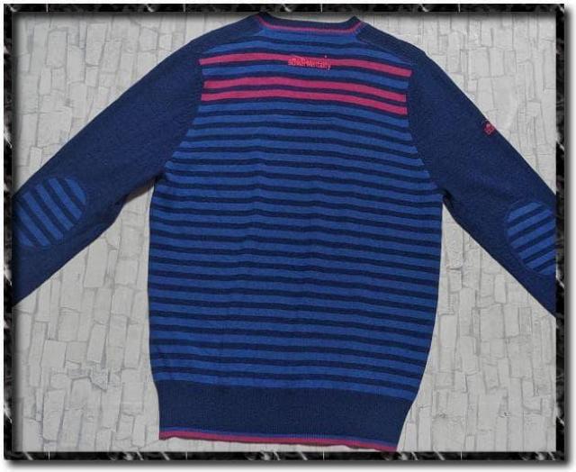 バンカーメンタリティー 刺繍入りVネックニット 青 < レジャー/スポーツ バンカーメンタリティー 刺繍入りVネックニット 青 < レジャー/スポーツの