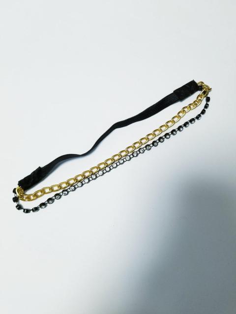 (165) 新品 ラインストーン&goldチェーン ヘアバンド カチューム < 女性アクセサリー/時計  (165) 新品 ラインストーン&goldチェーン ヘアバンド カチューム  < 女性アクセサリー/時計の