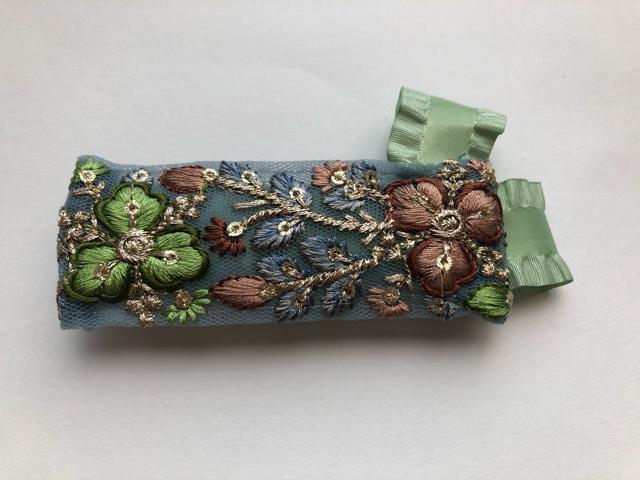 ハンドメイド バレッタ インドレース グリーン ブルー < 女性ファッション  ハンドメイド バレッタ インドレース グリーン ブルー  < 女性ファッションの