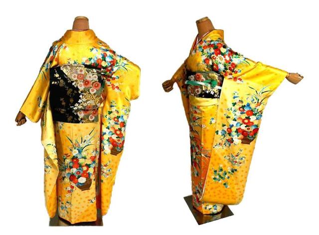 【最高級】美品 金彩 金駒シシュウ 花籠文 重ね衿付き 松坂屋扱い 振袖 身丈159cm 裄丈64.5cm T3458 < 女性ファッション  【最高級】美品 金彩 金駒シシュウ 花籠文 重ね衿付き 松坂屋扱い 振袖 身丈159cm 裄丈64.5cm T3458 < 女性ファッションの